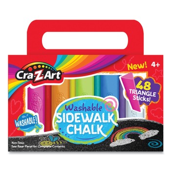 Cra-Z-Art 10880 12.63 in. Washable Triangle-Shaped Sidewalk Chalk - Assorted Bright Colors (48/Pack)