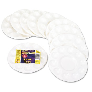 PRODUCTS | Creativity Street PAC5924 Round Plastic Paint Trays for Classroom - White (10/Pack)