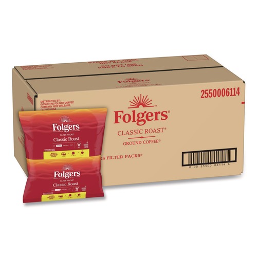 Just Launched | Folgers 2550006114 Classic Roast .9 oz. Coffee Filter Packs (160/Carton) image number 0