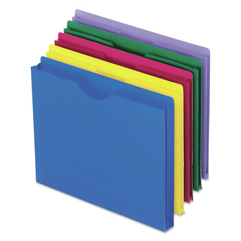 Pendaflex 50990 Straight Tab Poly Letter File Jackets - Assorted File Folder Colors (10/Pack)