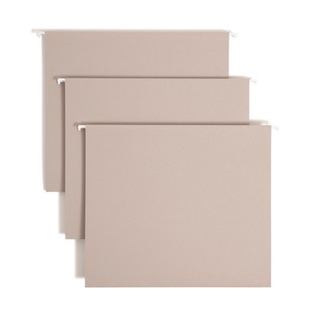 Smead 64240 TUFF Extra Capacity Hanging File Folders with Easy Slide Tab 2-in Capacity Letter 1/3-Cut Tabs Steel Gray 18/Box