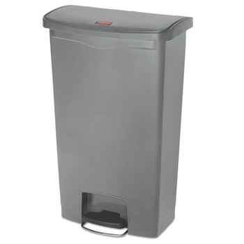 Rubbermaid Commercial 1883604 Streamline 18-Gallon Front Step Style Resin Step-On Container - Gray