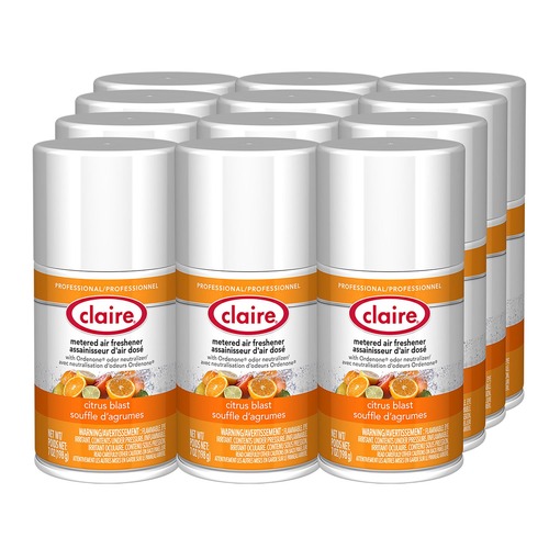 Cleaning & Janitorial Supplies | Claire 1000003940 7 oz. Aerosol Spray Metered Air Freshener - Citrus Blast (12/Carton) image number 0