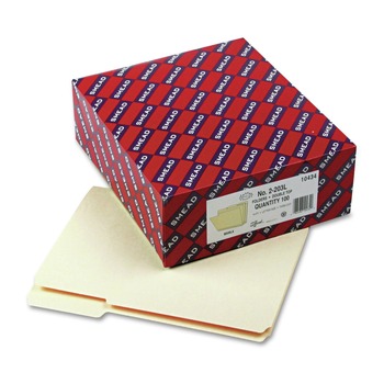 Smead 10434 0.75 in. Expansion Reinforced 1/3-Cut Tab 14-pt Manila File Folders - Letter Size/Manila (100/Box)