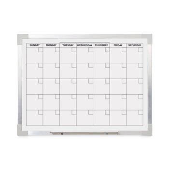 Flipside 17302 24 in. x 18 in. Monthly Planning/Scheduling Framed Calendar Dry Erase Board - White Surface, Satin Aluminum Frame