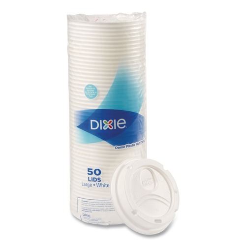 Cups and Lids | Dixie D9542 10 oz. - 20 oz. Hot Cups Drink-Thru Dome Lids - White (100/Pack) image number 0