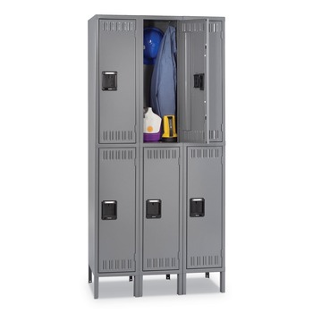 Tennsco DTS-121836-3-MGY 36 in. x 18 in. x 78 in. Triple Stack Double Tier Locker with Legs - Medium Gray