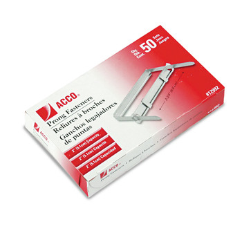 OFFICE STAPLERS AND PUNCHES | ACCO A7012992K 2.75 in. Center to Center Standard 2-Piece 2-Prong Paper Fastener Base and Compressor Sets - Silver (50/Box)