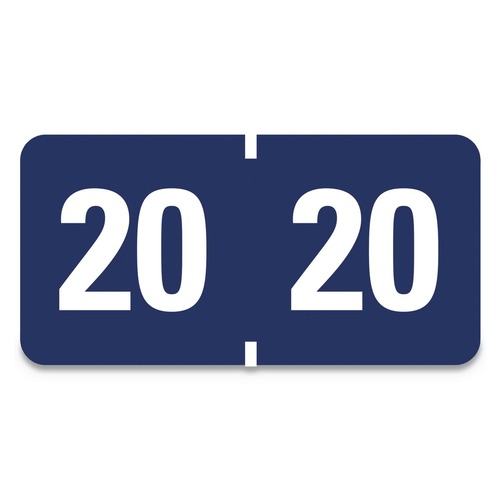 Labels | Smead 68320 0.75 in. x 1.5 in. "20-in Yearly End Tab File Folder Labels - Dark Blue (500/Roll) image number 0