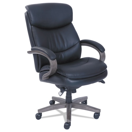 Office Chairs | La-Z-Boy 48962A 20.25 in. to 23.25 in. Seat Height Woodbury High-Back Executive Chair Supports Up to 300 lbs. - Black Seat/Back, Weathered Gray Base image number 0