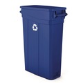 Trash & Waste Bins | Suncast Commercial TCNH2030BLR 23-Gallon Plastic Resin Slim Recycling Trash Can - Blue/White image number 1