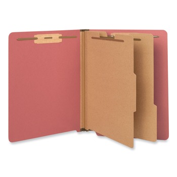 Universal UNV10320 2 Dividers 6 Fasteners 6-Section Deluxe Pressboard End Tab Classification Folders - Letter Size, Bright Red (10/Box)