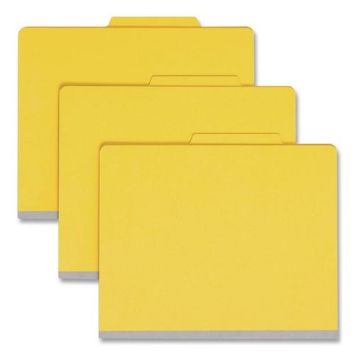 File Folders | Smead 14004 2 in. Expansion Top Tab Classification Folders with 6 SafeSHIELD Fasteners - Letter Size/Yellow Exterior (10/Box) image number 0