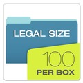 File Folders | Pendaflex 153 1/3 BLU 1/3-Cut Tabs Assorted Legal Size Colored File Folders - Blue/Light Blue (100/Box) image number 4