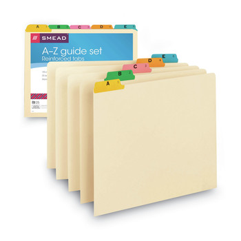 Smead 50180 1/5-Cut Tab A to Z 8.5 in. x 11 in. Alphabetic Top Tab Indexed File Guide Set - Manila (25/Set)