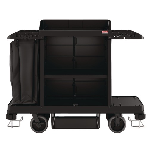 Cleaning Carts | Suncast Commercial HKC1000 24 in. x 62.13 in. x 49.75 in. 1 Shelf Plastic Standard Housekeeping Cart - Black image number 0