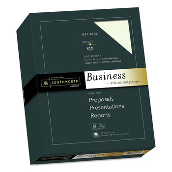 COPY AND PRINTER PAPER | Southworth 404NC 8.5 in. x 11 in. 24 lb Bond Weight 25 Percent Cotton Business Paper - Natural (500/Box)