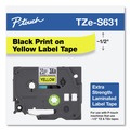 Labels | Brother P-Touch TZES631 0.47 in. x 26.2 ft. TZe Standard Adhesive Laminated Labeling Tape - Black on Yellow image number 4