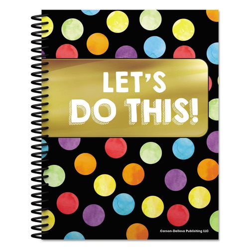 Notebooks & Pads | Carson-Dellosa 105000 10.88 in. x 8.38 in. 2-Page Spread (7 Classes) Balloon Theme Weekly/Monthly Teacher Planner - Black Cover image number 0