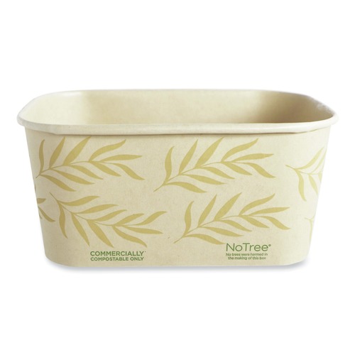 Food Trays, Containers, and Lids | World Centric CT-NT-32 4.7 in. x 6.8 in. x 3 in. 32 oz. No Tree Rectangular Sugarcane Containers - Natural (300/Carton) image number 0