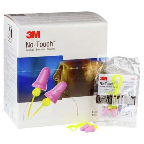 Safety & First Aid | 3M P2001 No-Touch 29 dB NRR Corded Push-to-Fit Single-Use Earplugs - Purple/Yellow (100/Box) image number 0