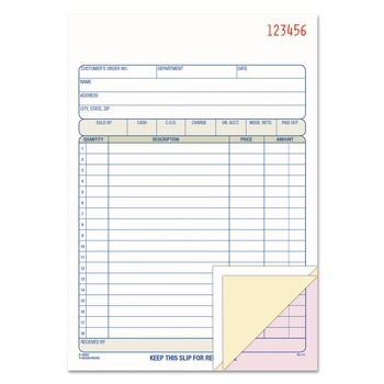 Adams DC5805 5.56 x 7.94 Two-Part Carbonless Sales Order Pad with 18 Lines, 50 Forms Total
