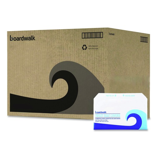 Just Launched | Boardwalk BWKK5000B 14.17 in. x 16.73 in. Premium Half-Fold Toilet Seat Covers - White (250/Sleeve, 20 Sleeves/Carton) image number 0