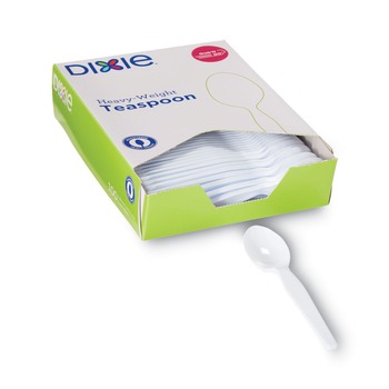 TABLETOP AND SERVEWARE | Dixie TH207 Heavyweight Plastic Cutlery Teaspoons - White (100/Box)