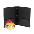 File Folders | Smead 87725 11 in. x 8.5 in. 180-Sheet Capacity Poly 2-Pocket Folder with Fasteners - Black (25/Box) image number 2