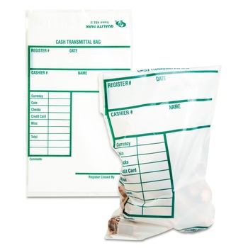 Quality Park QUA45220 6 x 9 Printed Info Block Cash Transmittal Bags - Clear (100/Pack)
