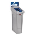 Trash & Waste Bins | Rubbermaid Commercial 2185055 Slim Jim Recycling Station Kit 1-Stream Mixed Recycling 23 gal Plastic Gray/Blue image number 1