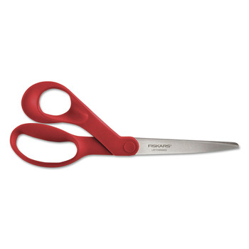  | Fiskars 194500-1008 8 in. Long 3.3 in. Cut Length Our Finest Left-Hand Scissors - Offset Red Handle