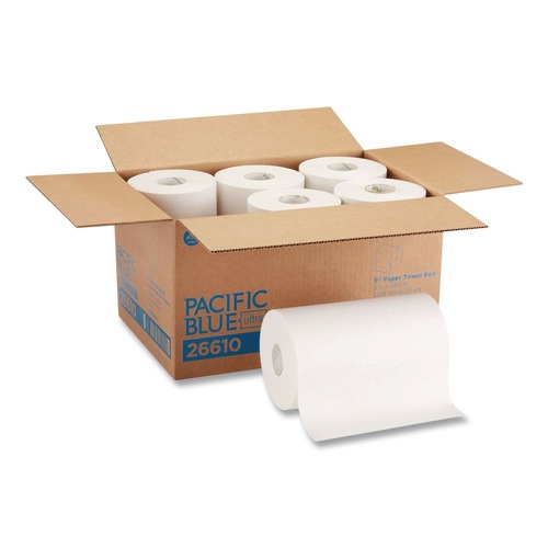 Just Launched | Georgia Pacific Professional 26610 9 in. x 400 ft. 1-Ply Hardwound Nonperforated Paper Towel Roll - White (6 Rolls/Carton) image number 0