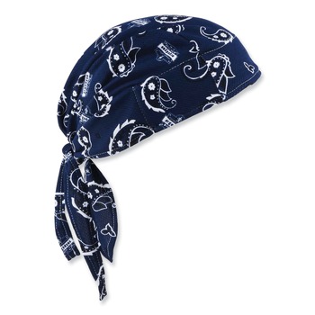 Ergodyne 12480 Chill-Its 6615 One Size Fits Most High-Performance Bandana Doo Rag with Terry Cloth Sweatband - Navy Western