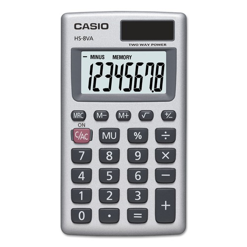 Calculators | Casio HS-8VA 8-Digit LCD Handheld Calculator - Silver image number 0
