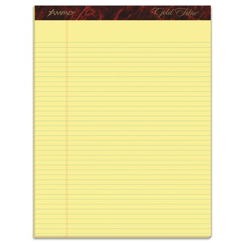  | Ampad 20-022R 8.5 x 11.75 Sheets (50) Gold Fibre Quality Narrow Rule Writing Pads - Canary-Yellow Sheets (1-Dozen)