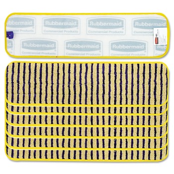 Rubbermaid Commercial FGQ81000YL00 18 in. Vertical Polyprolene Stripes Microfiber Scrubber Pad - Yellow (6/Carton)