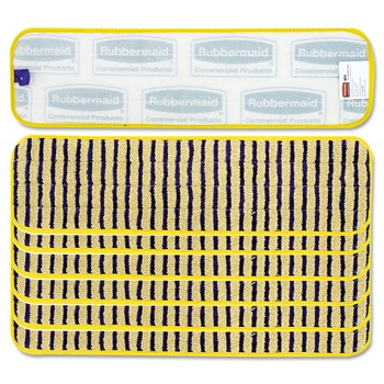 MOPS | Rubbermaid Commercial FGQ81000YL00 18 in. Vertical Polyprolene Stripes Microfiber Scrubber Pad - Yellow (6/Carton)