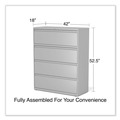 Office Filing Cabinets & Shelves | Alera 25510 42 in. x 18.63 in. x 52.5 in. 4 Legal/Letter Size Lateral File Drawers - Light Gray image number 5