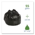 Trash Bags | Stout by Envision P3752K20 37 in. x 52 in. 55-Gallon 2 mil. Insect-Repellent Trash Bags - Black (65/Box) image number 2