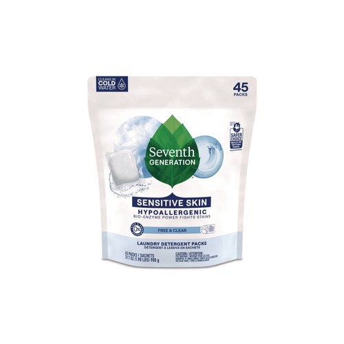 Laundry Detergents | Seventh Generation 22977 Powder Natural Laundry Detergent Packs - Unscented (45/Pack) image number 0