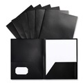 File Folders | Universal UNV20540 100-Sheet Capacity 11 in. x 8.5 in. 2-Pocket Plastic Folders - Black (10/Pack) image number 2