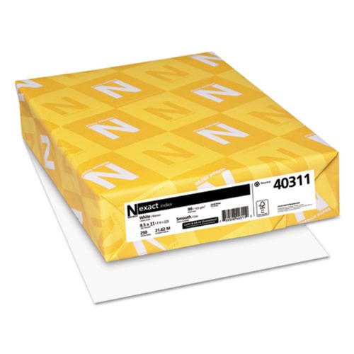 Copy & Printer Paper | Neenah Paper 40311 94 Bright 90 lbs. 8.5 in. x 11 in. Exact Index Card Stock - White (250/Pack) image number 0