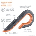 Box Cutters & Utility Knives | slice 10400 1.29 in. Carbon Steel Blade 7 in. Nylon Handle Replaceable Double Sided Box Cutters - Gray/Orange image number 1