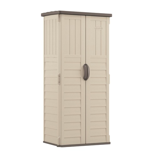 Office Filing Cabinets & Shelves | Suncast BMS1250 2 ft. 8.25 in. x 2 ft. 1.5 in. x 6 ft. 22 cu. Ft. Vertical Storage Shed - Vanilla/Stoney image number 0