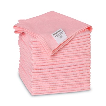 CLEANING CLOTHS | Boardwalk 2164040 16 in. x 16 in. Microfiber Cleaning Cloths - Pink (24/Pack)