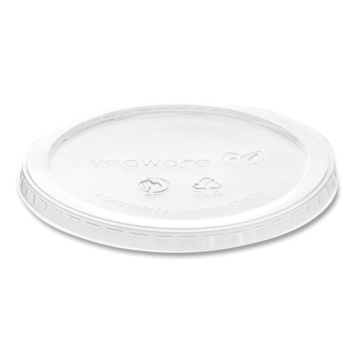 Food Trays, Containers, and Lids | Vegware VDC-120H 8 oz. to 32 oz. Compostable Plastic Round Deli Pot Lids (500/Carton) image number 0