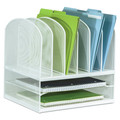 Office Filing Cabinets & Shelves | Safco 3255WH 13.25 in. x 11.5 in. x 13 in. Letter Size Files Onyx Mesh Desk Organizer with 2 Horizontal and 6 Upright Sections - White image number 1
