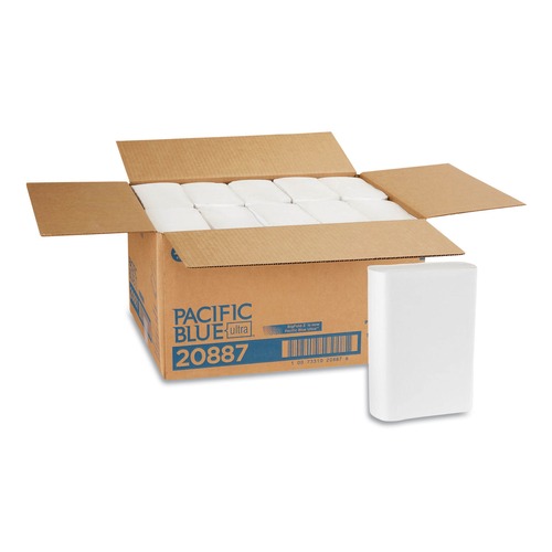 Paper Towels and Napkins | Georgia Pacific Professional 20887 10.2 in. x 10.8 in. 1-Ply Pacific Blue Ultra Folded Paper Towels - White (2200/Carton) image number 0