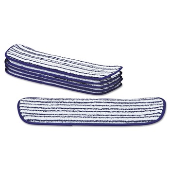 Rubbermaid Commercial FGQ80000WH00 18 in. x 5.5 in. Microfiber Finish Pad - Blue/White (6/Box)